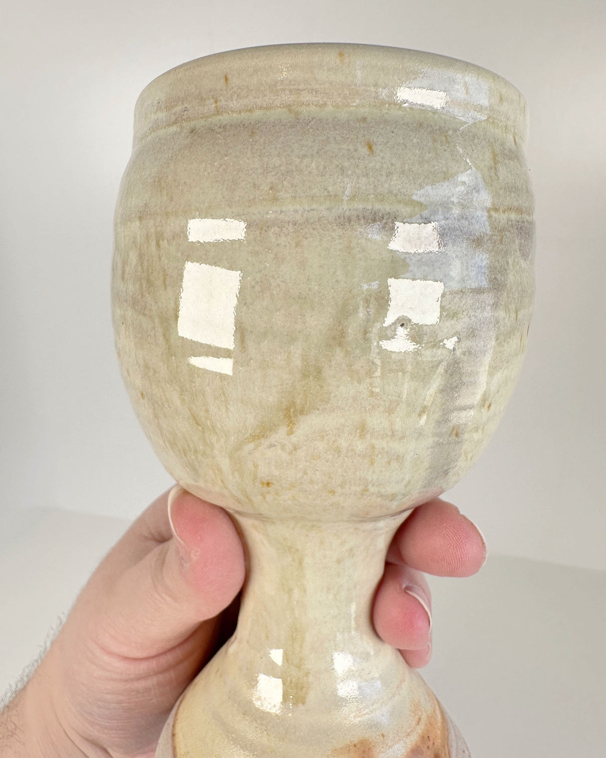 Yellow-Cream Stoneware Goblet | Lowell Baker