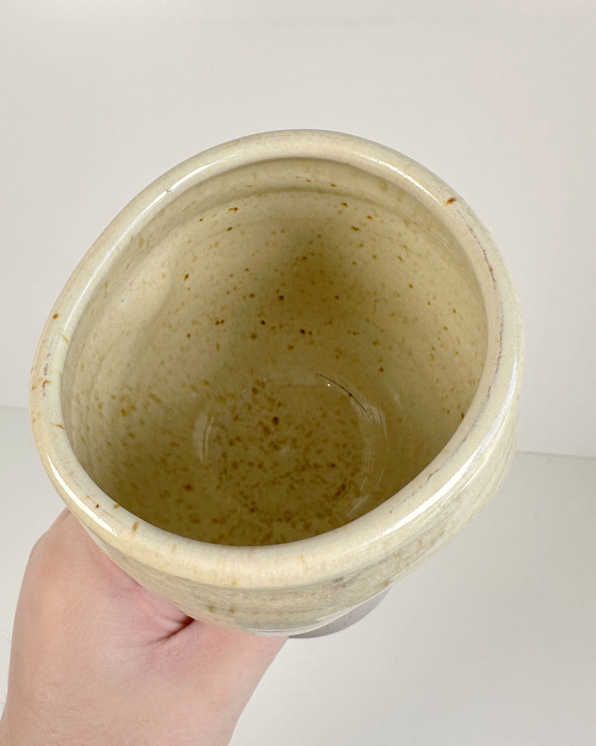 Thumb Imprint Yellow-Cream Stoneware Goblet | Lowell Baker