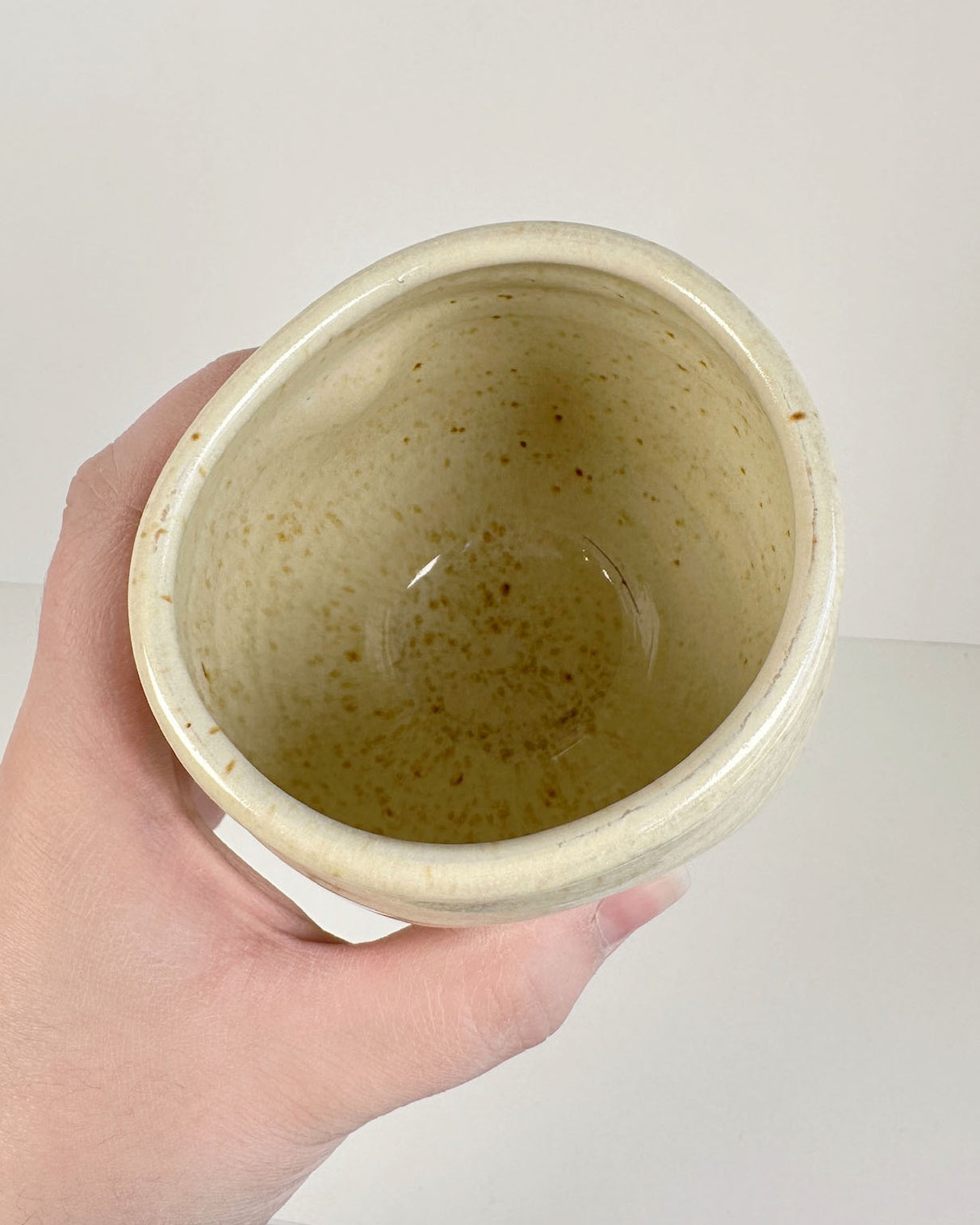 Thumb Imprint Yellow-Cream Stoneware Goblet | Lowell Baker