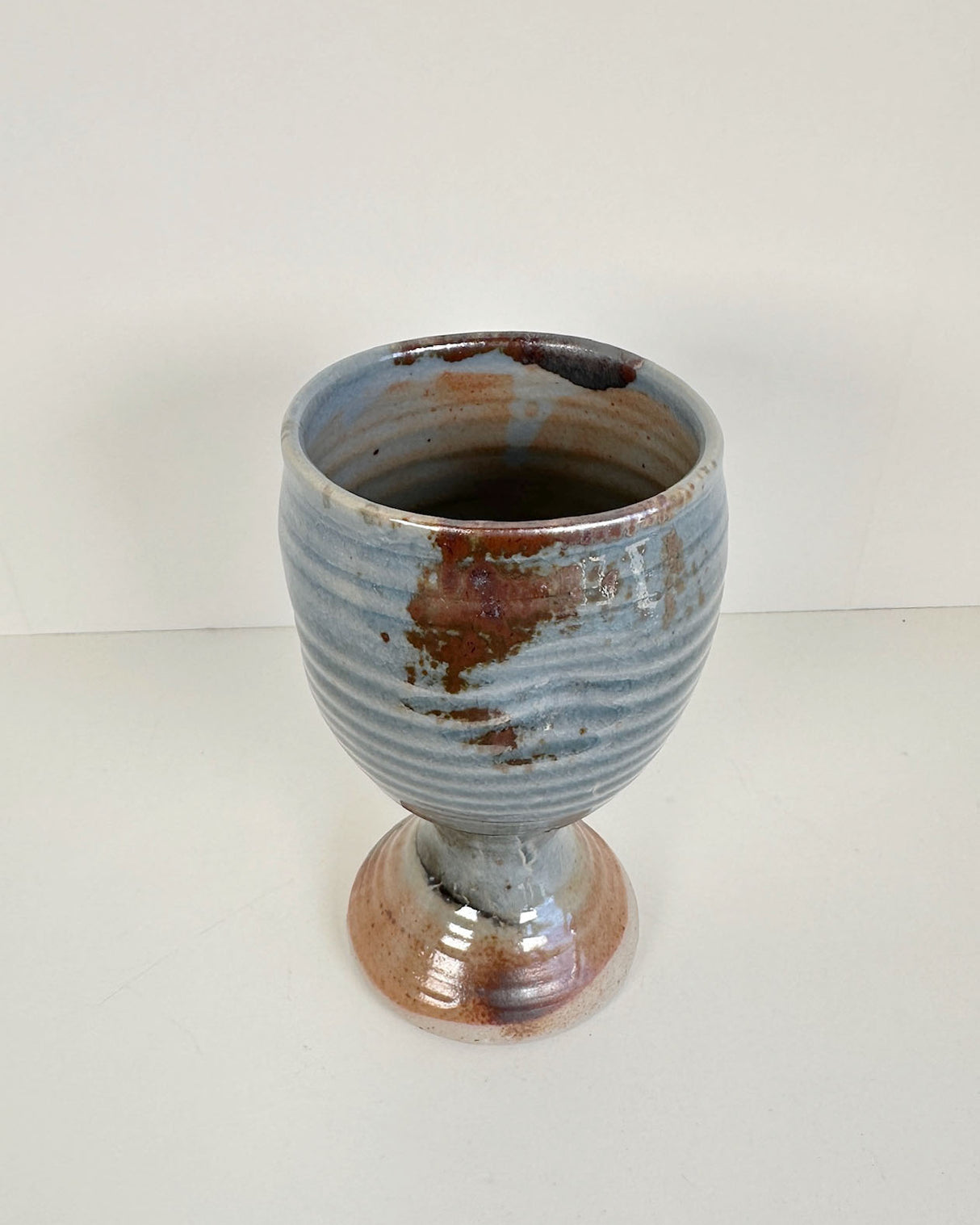 Blue and Rust Stoneware Goblet | Lowell Baker