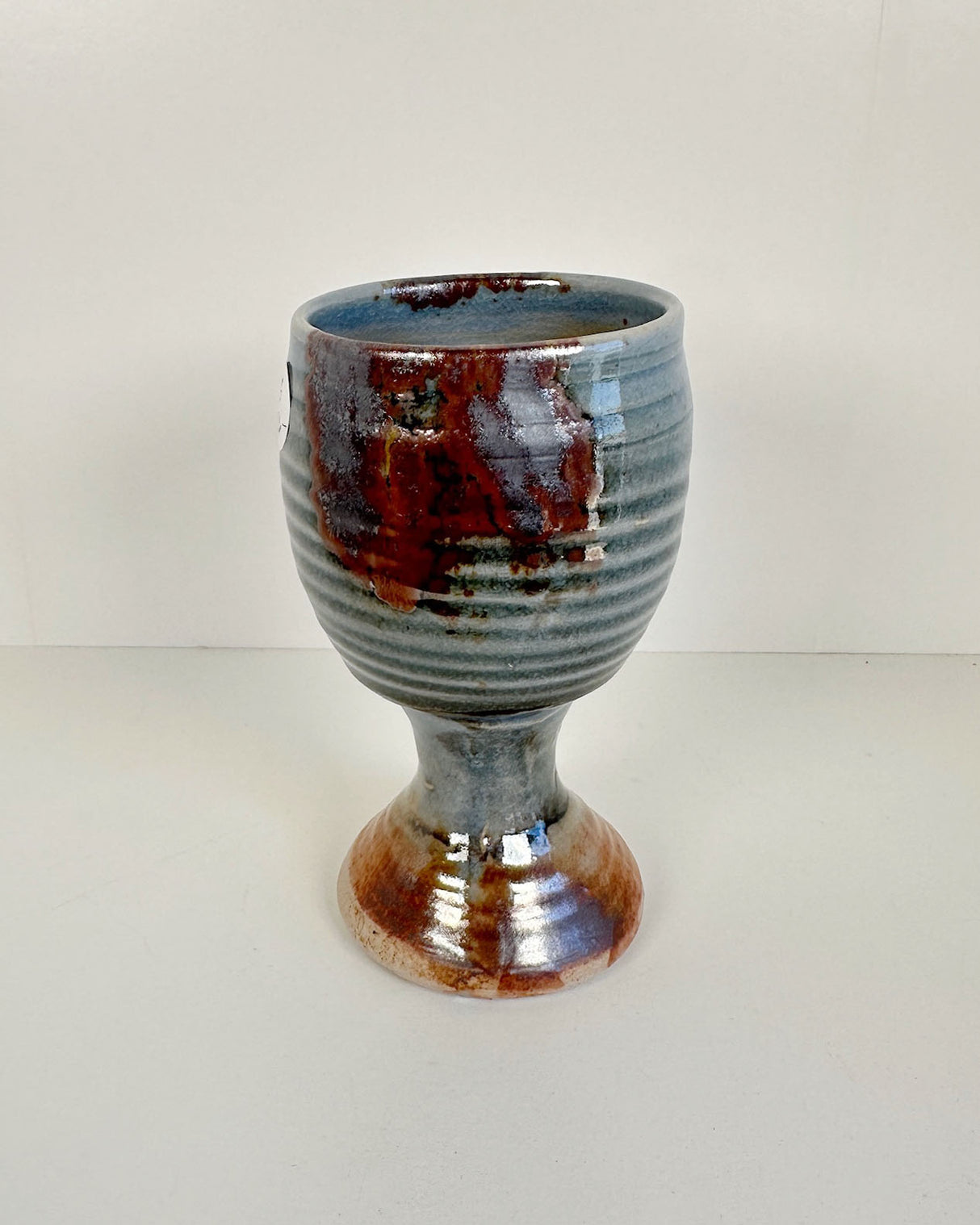 Blue and Rust Stoneware Goblet | Lowell Baker