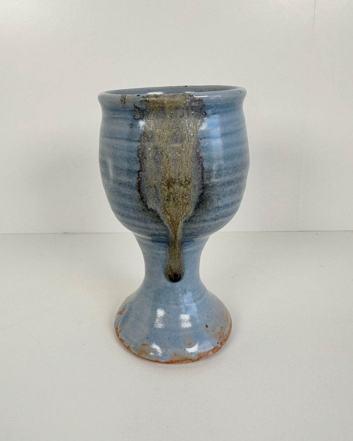 Blue and Mossy Green Stoneware Goblet | Lowell Baker