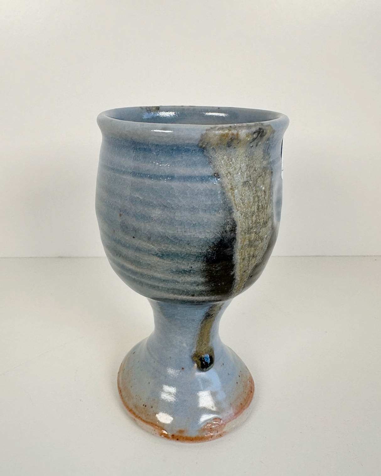 Blue and Mossy Green Stoneware Goblet | Lowell Baker