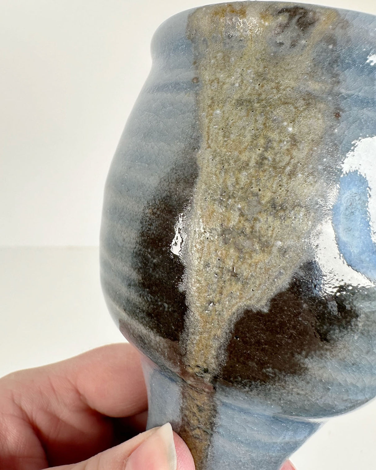 Blue and Mossy Green Stoneware Goblet | Lowell Baker