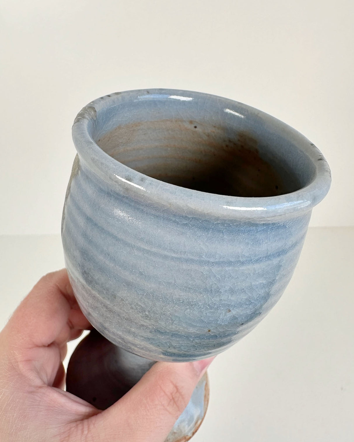 Blue and Mossy Green Stoneware Goblet | Lowell Baker