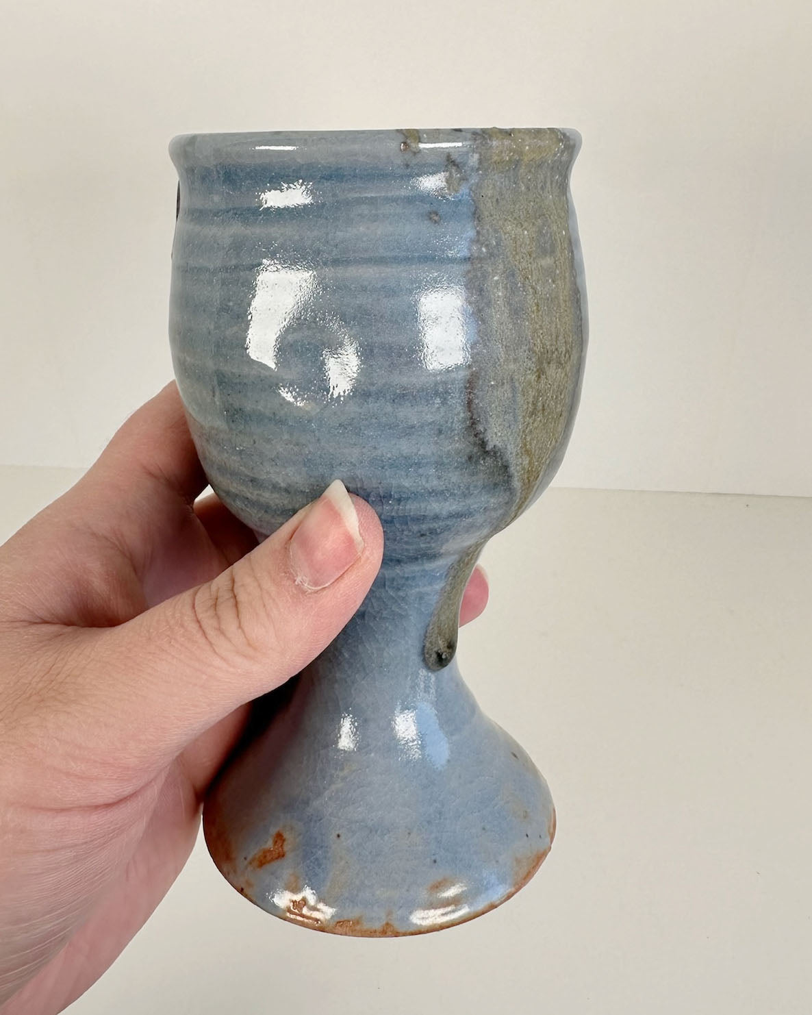 Blue and Mossy Green Stoneware Goblet | Lowell Baker
