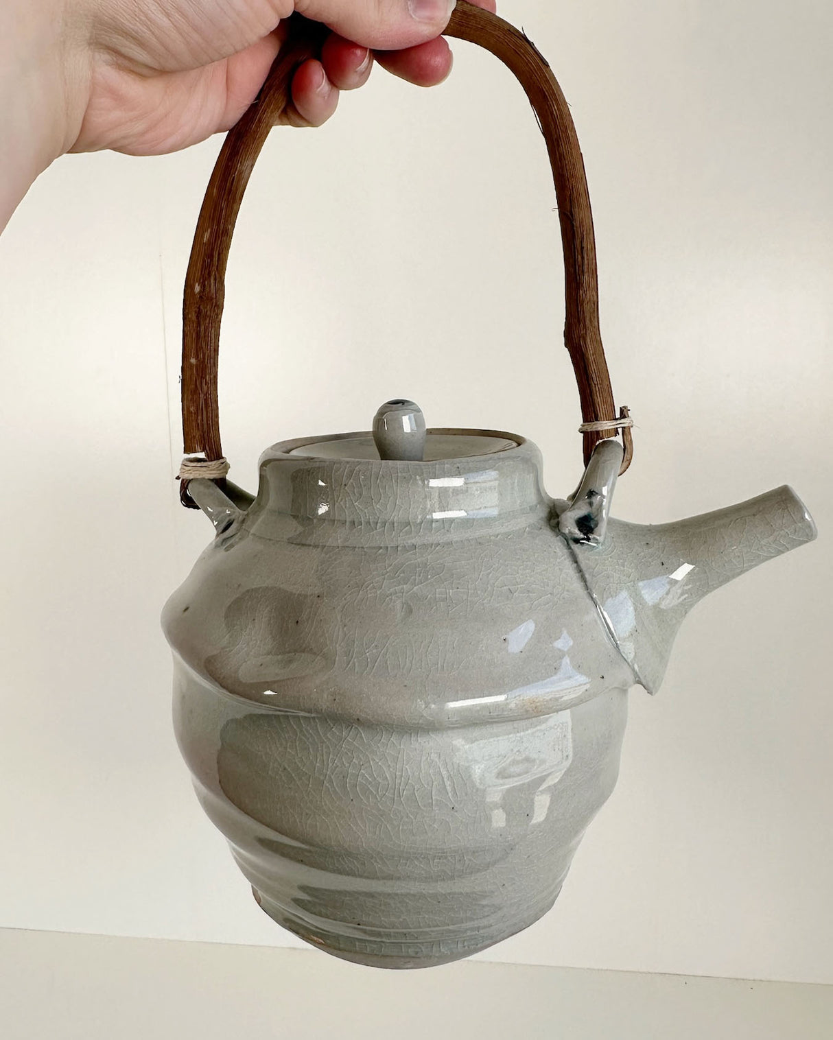Pale Blue Gray Stoneware Teapot | Lowell Baker