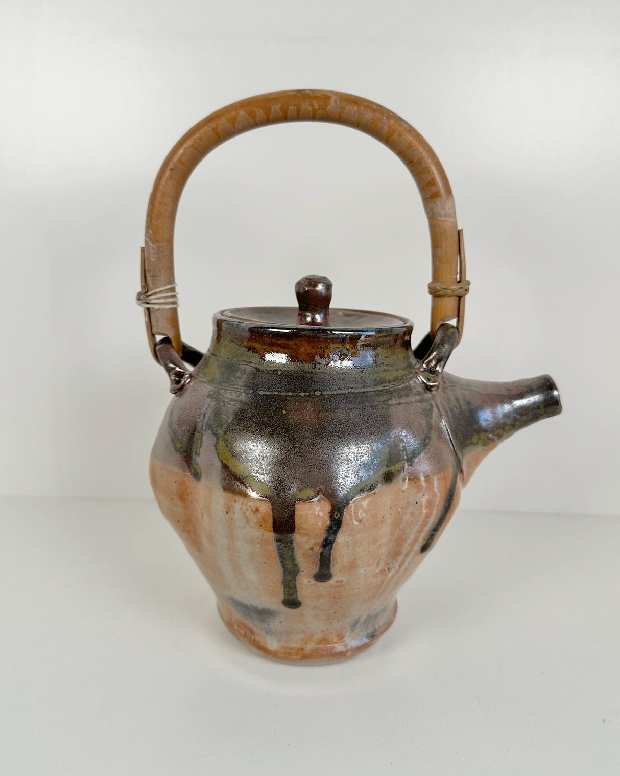 Pale Orange and Deep Iron Brown Stoneware Teapot | Lowell Baker