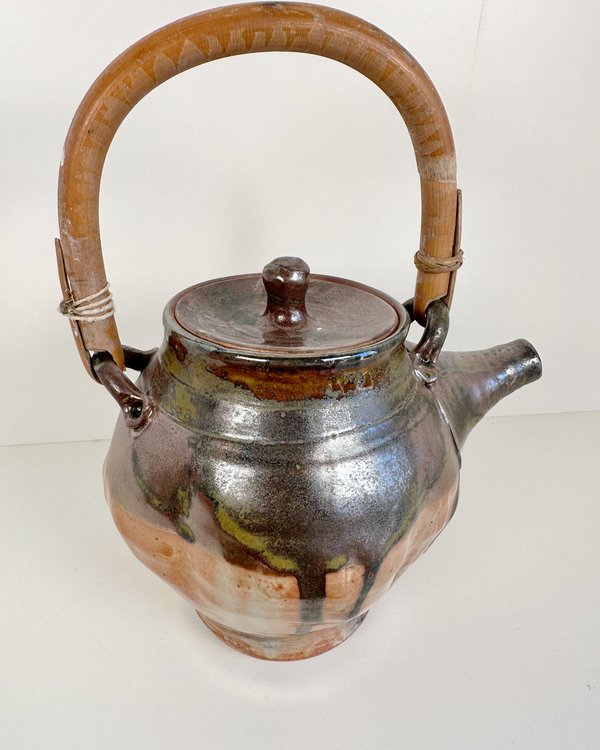 Pale Orange and Deep Iron Brown Stoneware Teapot | Lowell Baker