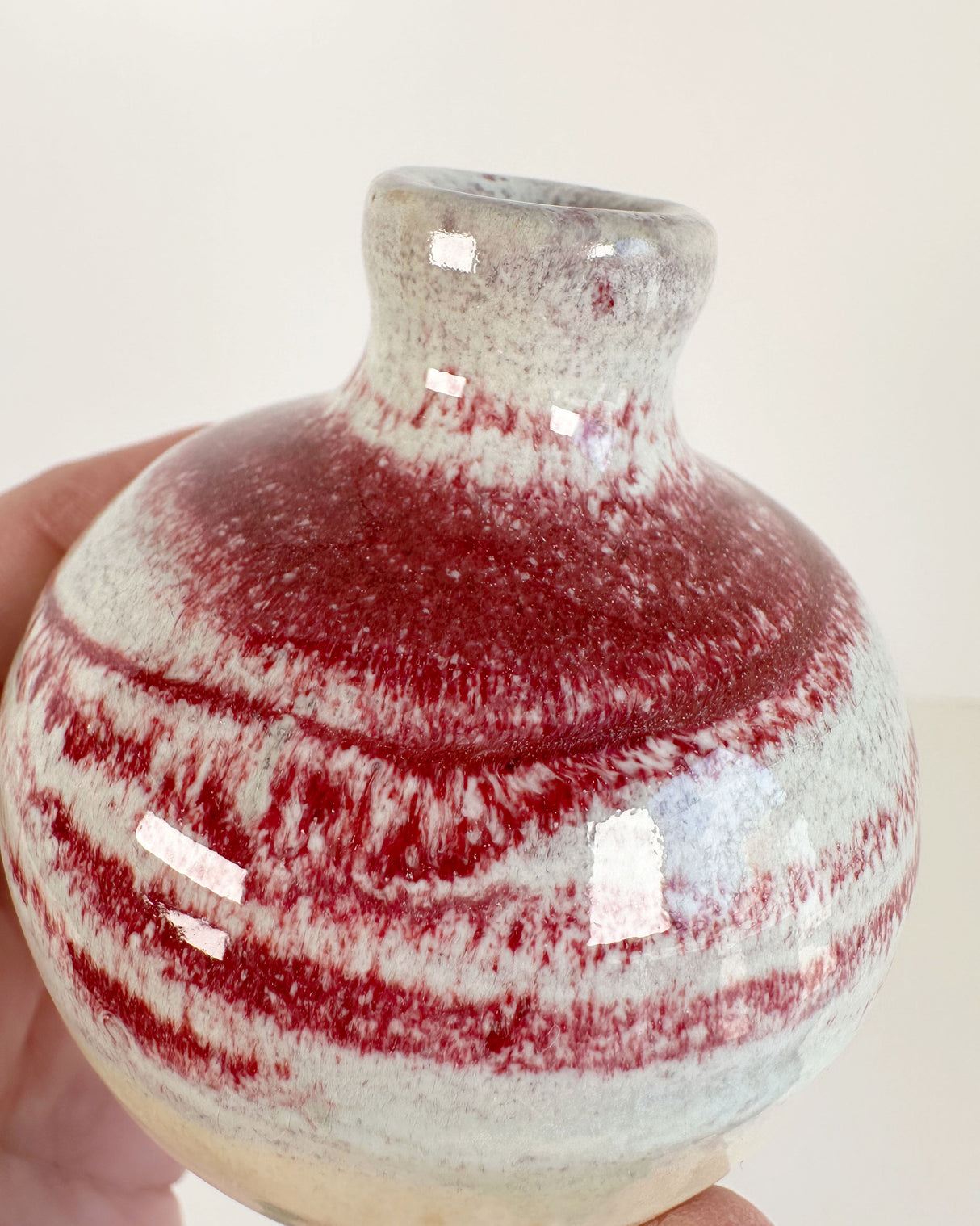 Round Bud Vase with Red Highlights | Lowell Baker
