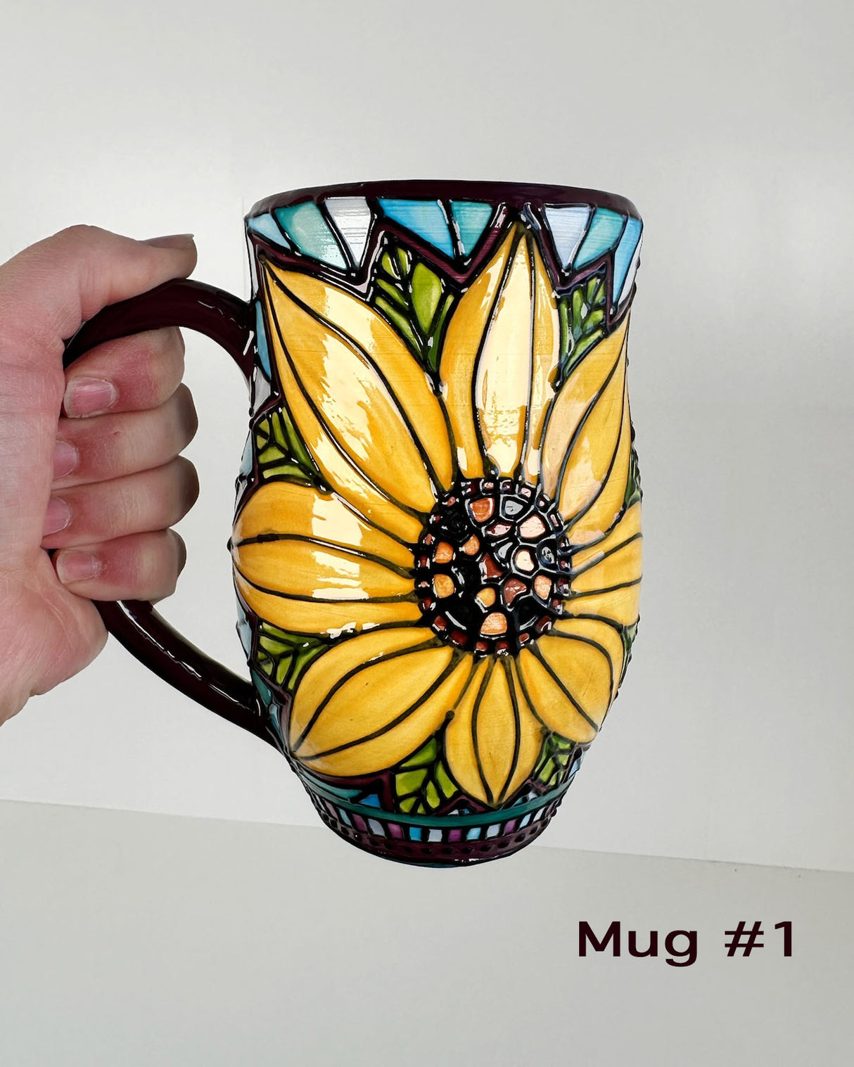 Stained Glass Style Sunflower Mugs- Multiple Options Availble | Once & Future Things