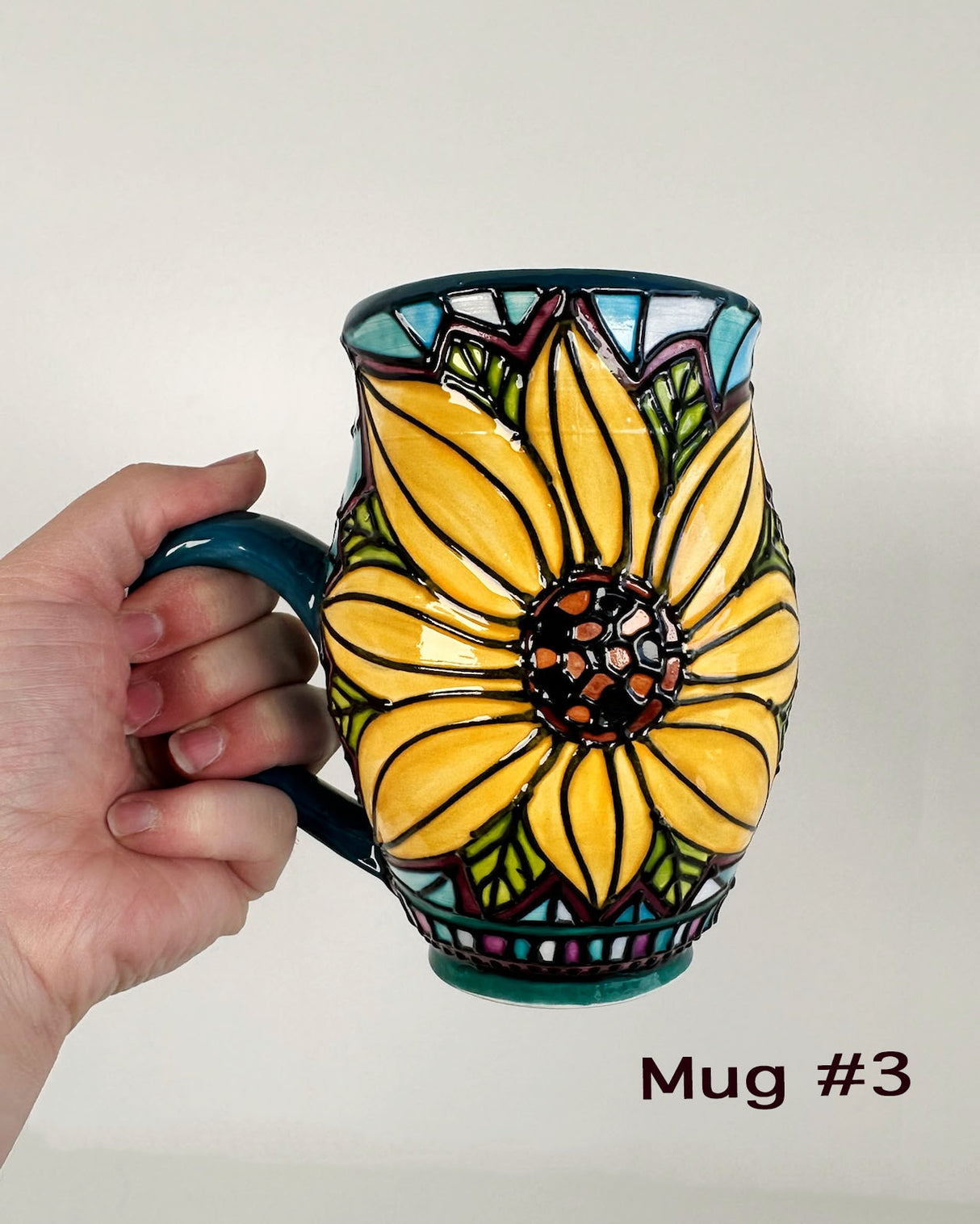 Stained Glass Style Sunflower Mugs- Multiple Options Availble | Once & Future Things