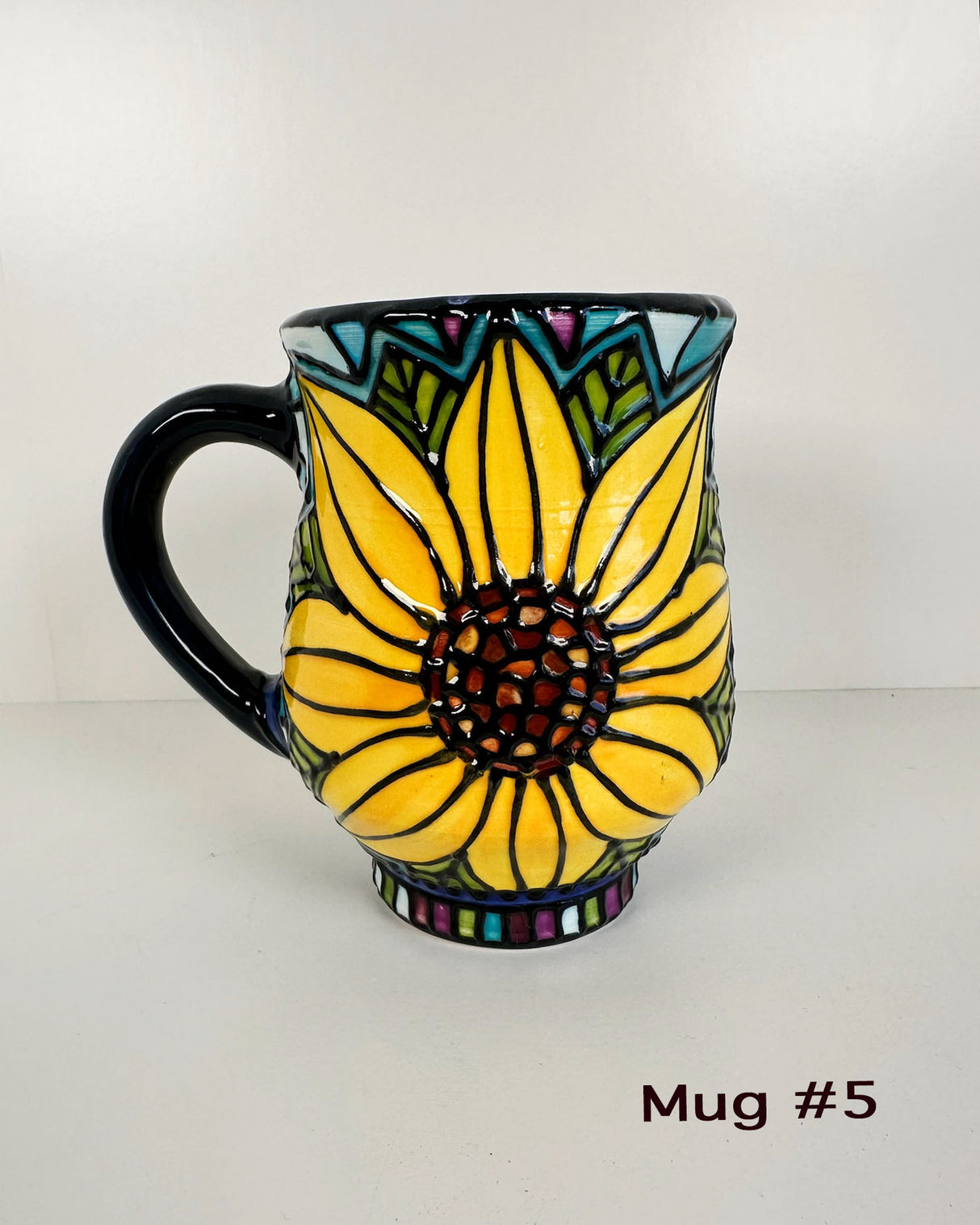 Stained Glass Style Sunflower Mugs- Multiple Options Availble | Once & Future Things