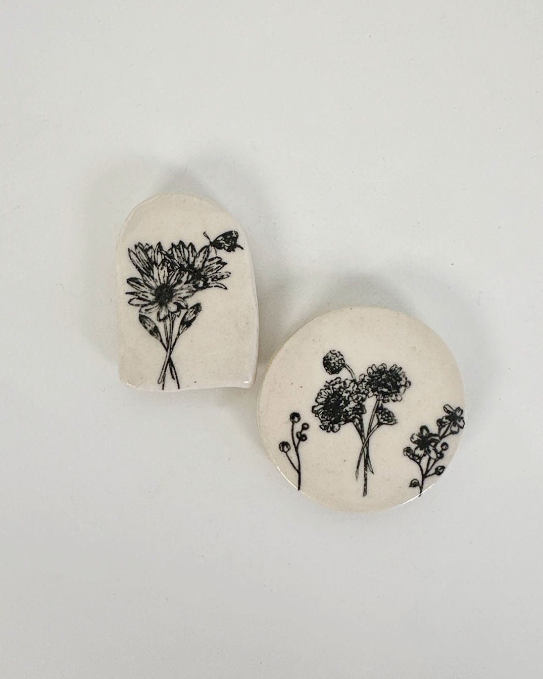 White Ceramic Magnets with Floral Artwork | Katie Brown