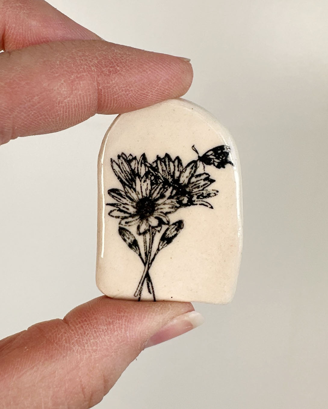 White Ceramic Magnets with Floral Artwork | Katie Brown