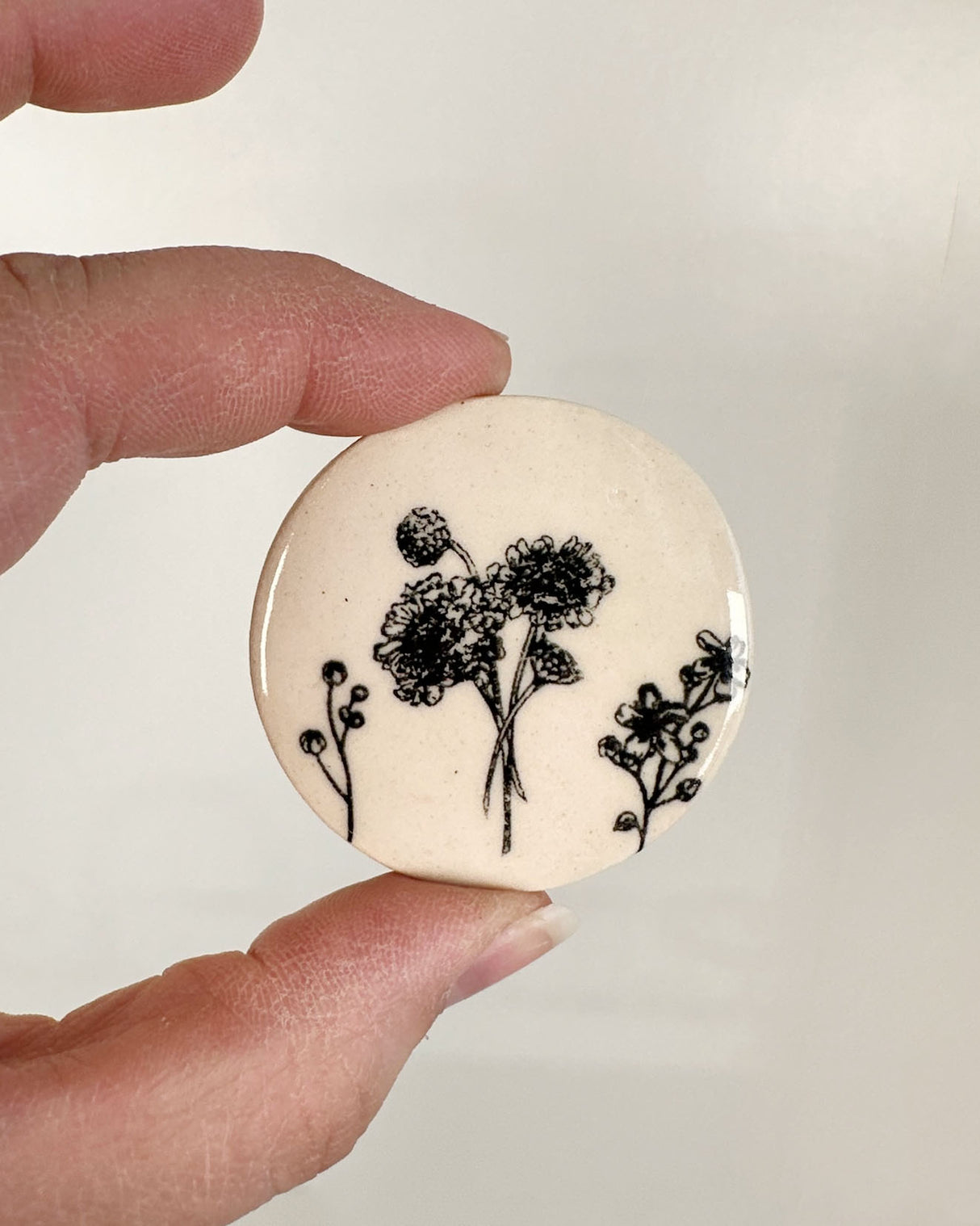 White Ceramic Magnets with Floral Artwork | Katie Brown