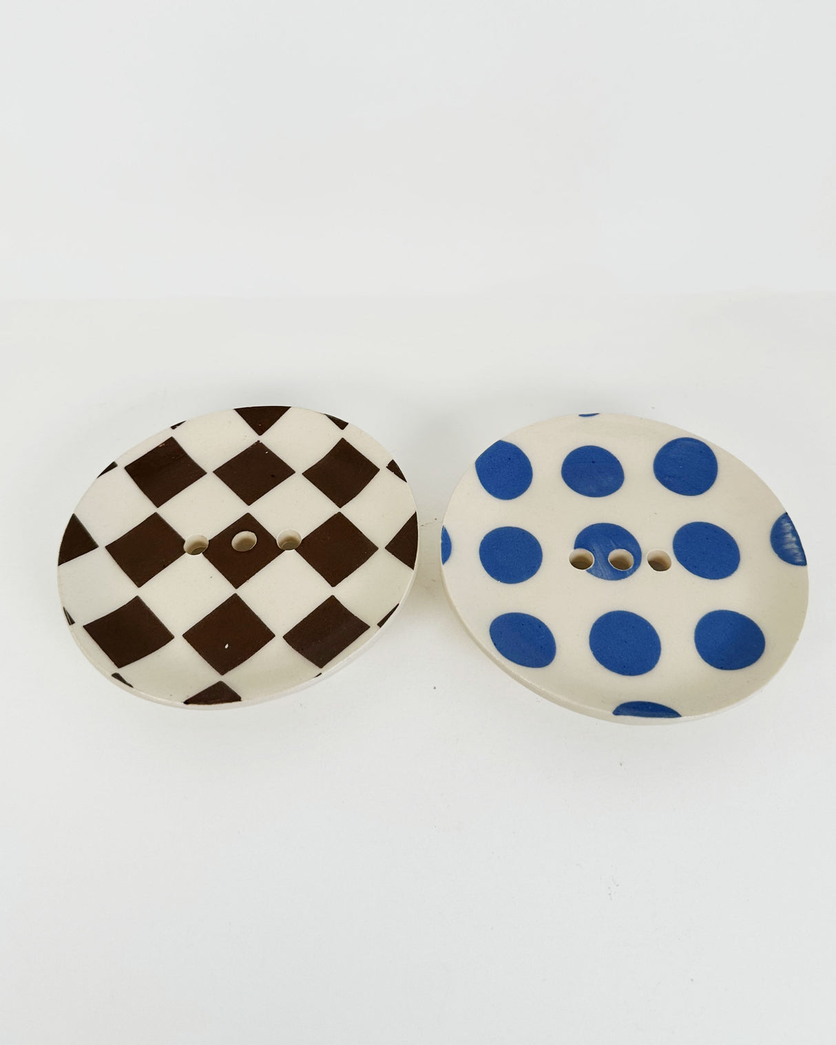 Dot and Diamond Ceramic Soap Dishes- Round | Terra Clay Co.