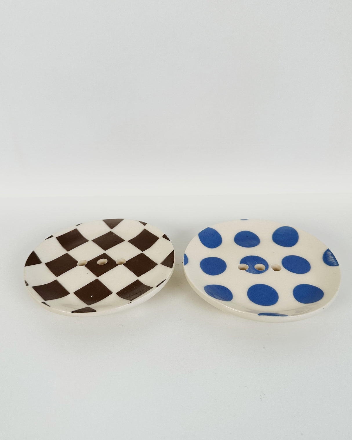 Dot and Diamond Ceramic Soap Dishes- Round | Terra Clay Co.