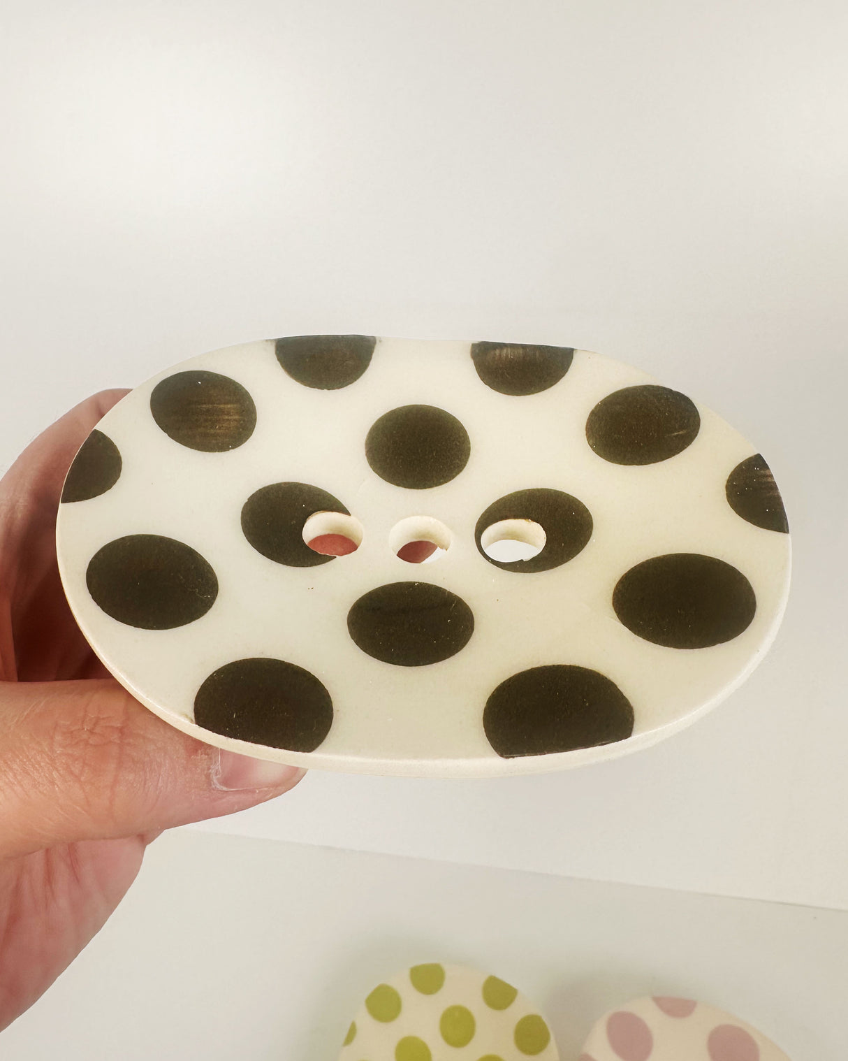 Polka Dot Ceramic Soap Dishes- Oval | Terra Clay Co.