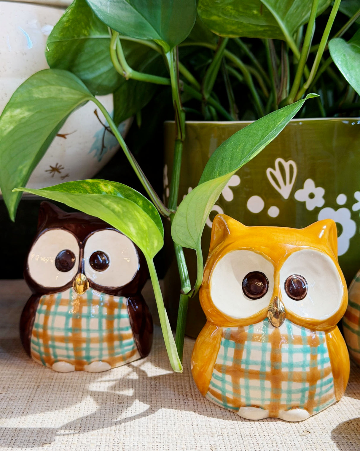 Cozy Fall Ceramic Owls featuring 22k Gold
