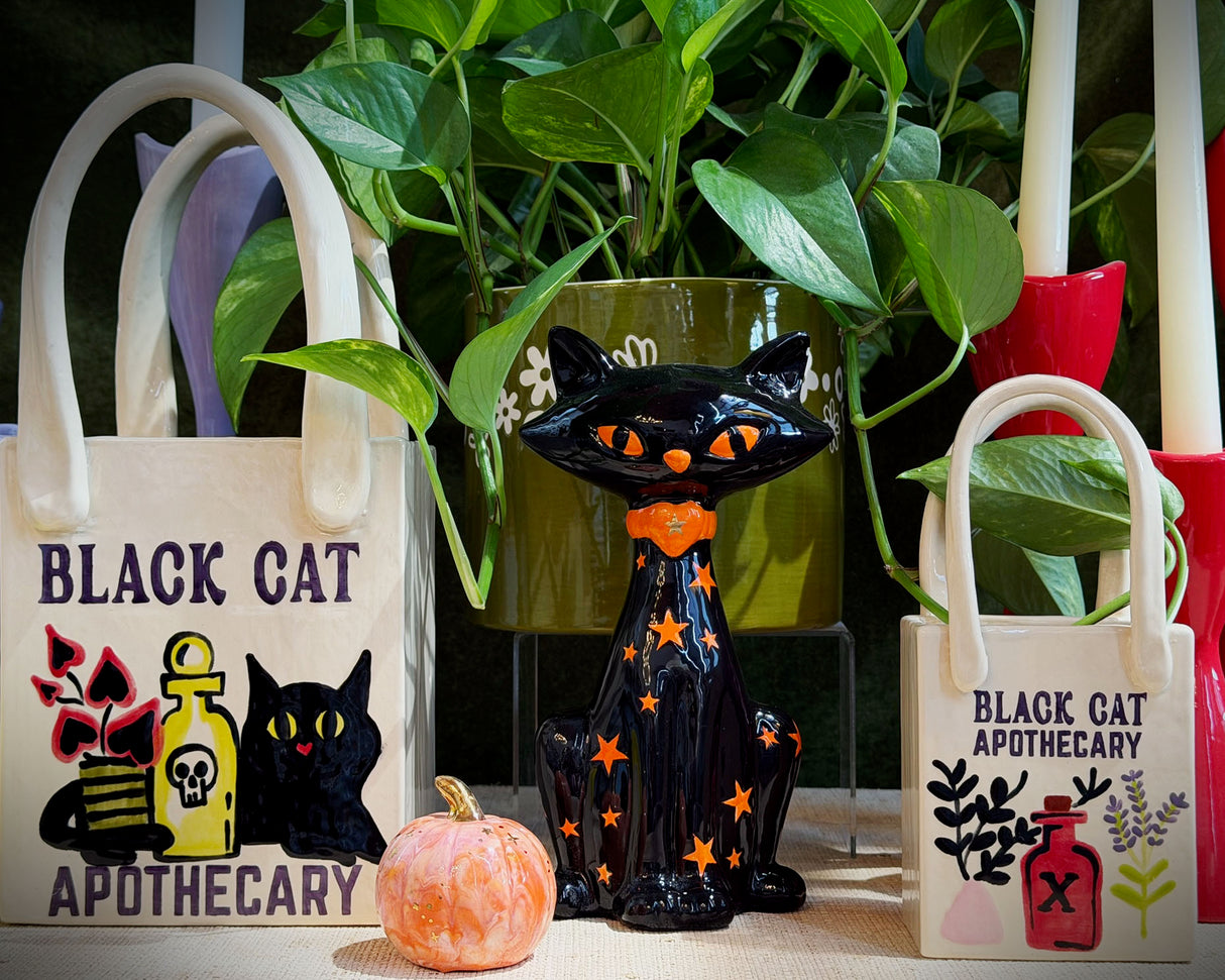 Mid Mod Ceramic Halloween Cat