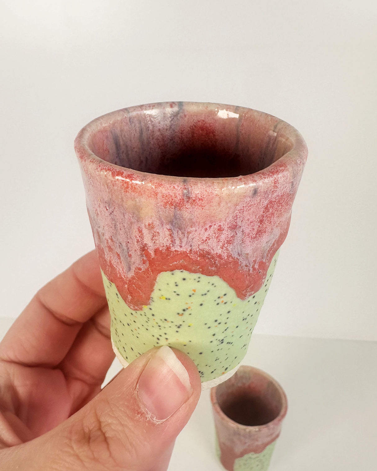 Green Speck and Pink Mini Tumblers/Shot Glasses | Jessica Walker