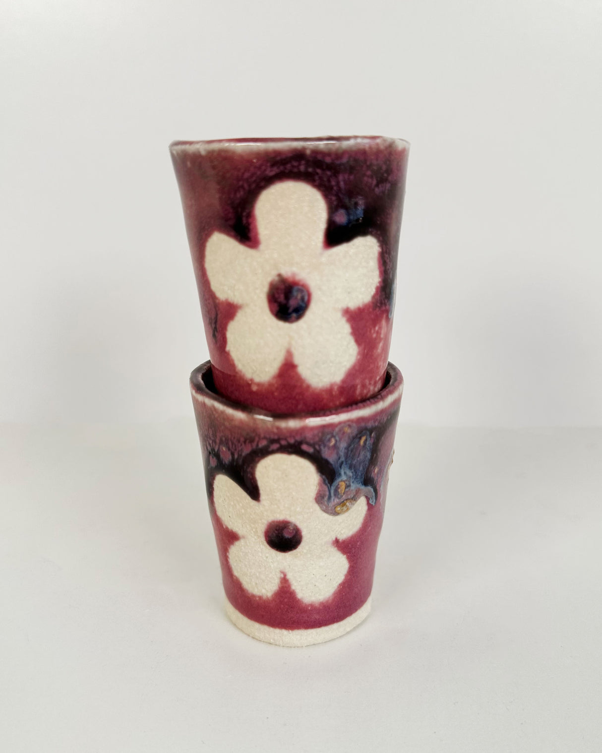 Blueish Black and Pink Floral Mini Tumblers/Shot Glasses | Jessica Walker