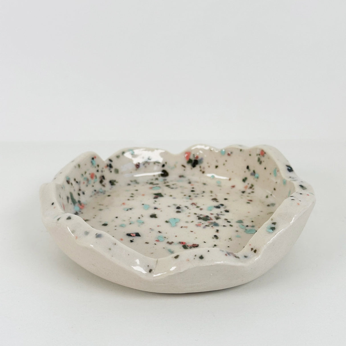 Textured Edge White Speckled Dish | Katie Brown