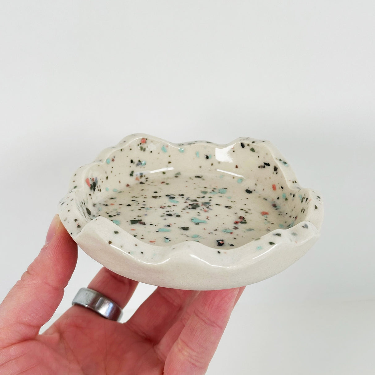 Textured Edge White Speckled Dish | Katie Brown