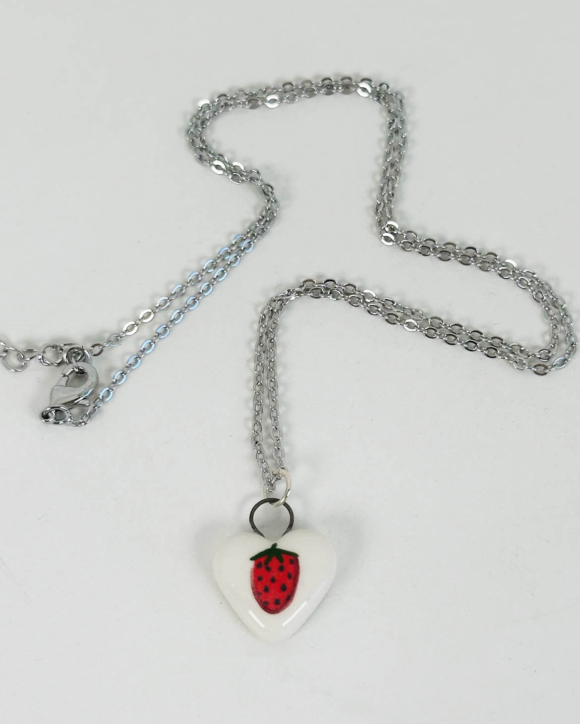 Strawberry Heart Ceramic Charm Necklace | Terra Clay Co.