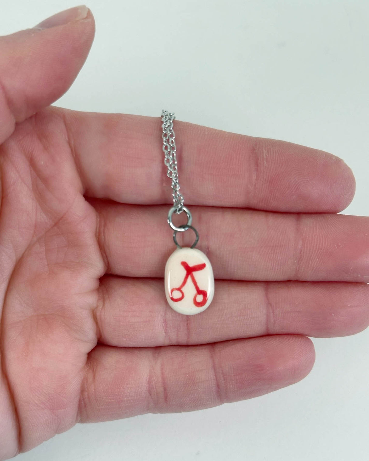 Red Double Cherry Ceramic Charm Necklace | Terra Clay Co.