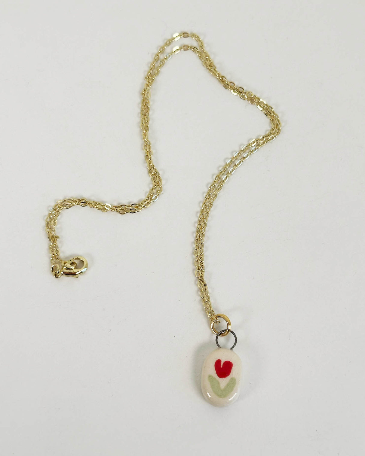 Red Heart Flower Ceramic Charm Necklace | Terra Clay Co.
