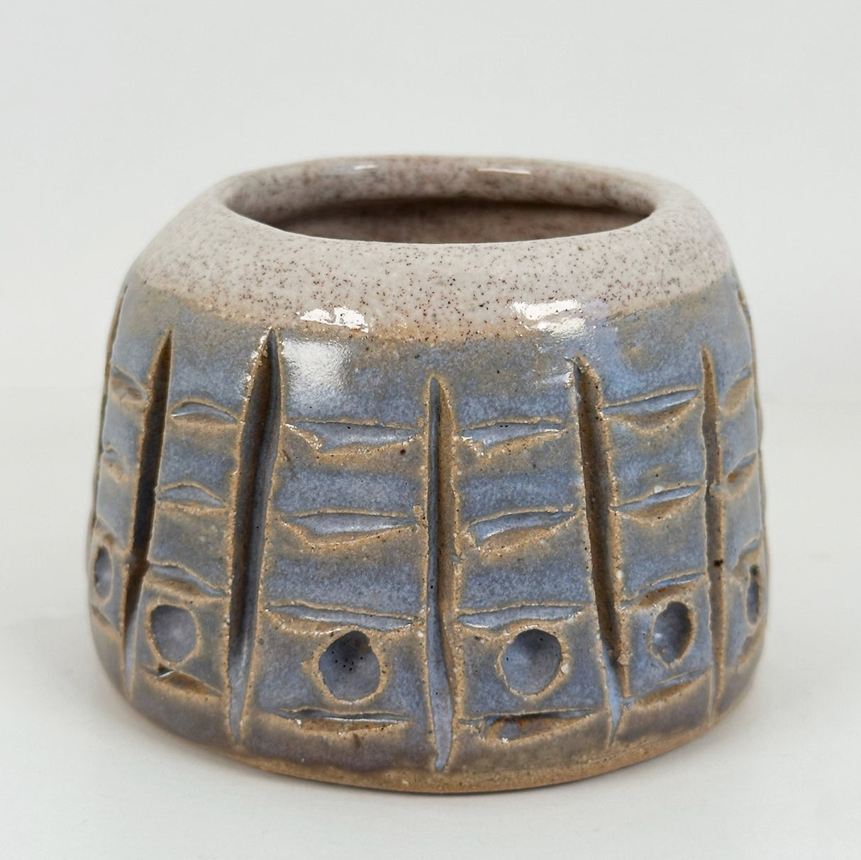 Carved Periwinkle Blue Bud Vase | Bunnyfoot Pottery