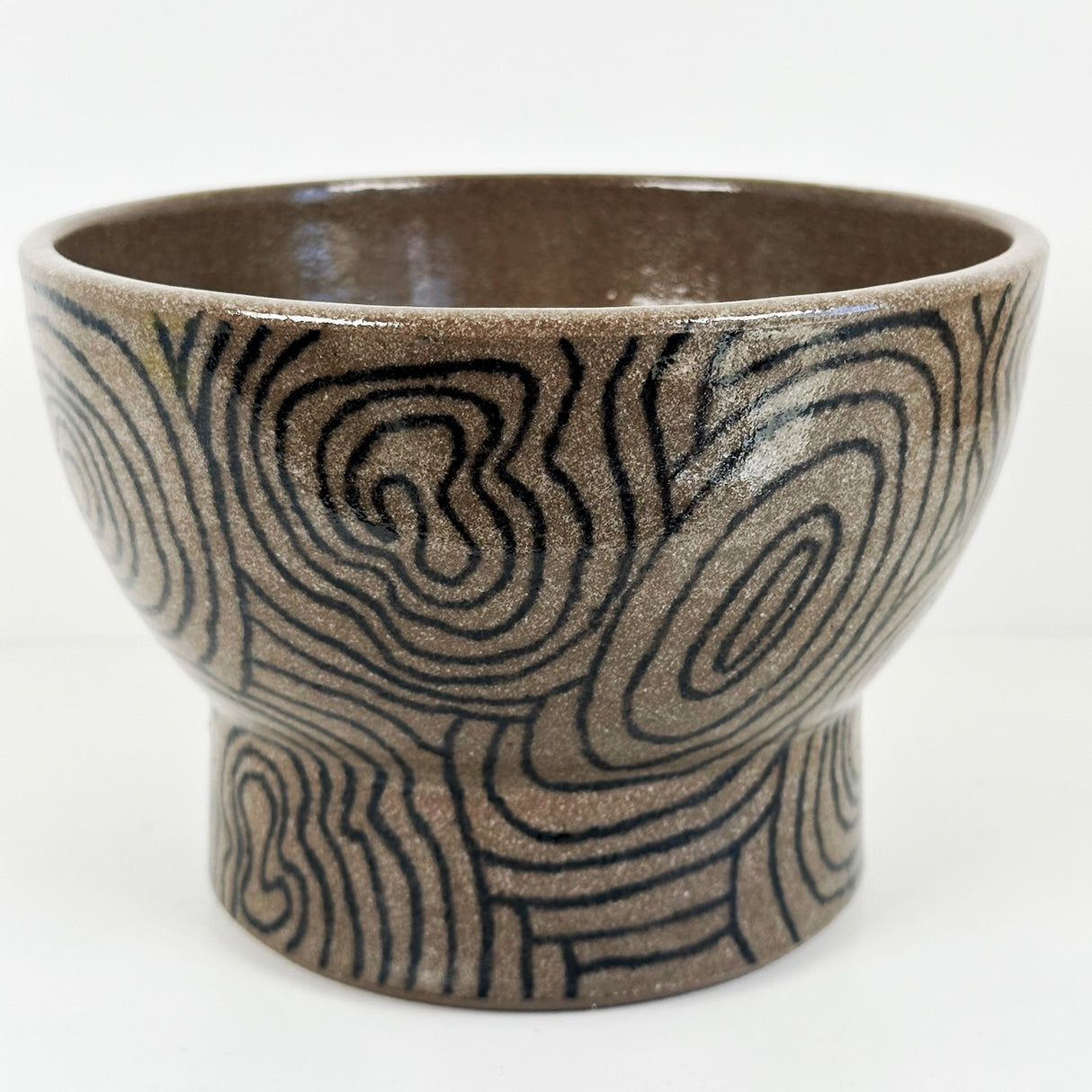 Pedestal Shaped Brown Stoneware Bowl | Danny Aguirre