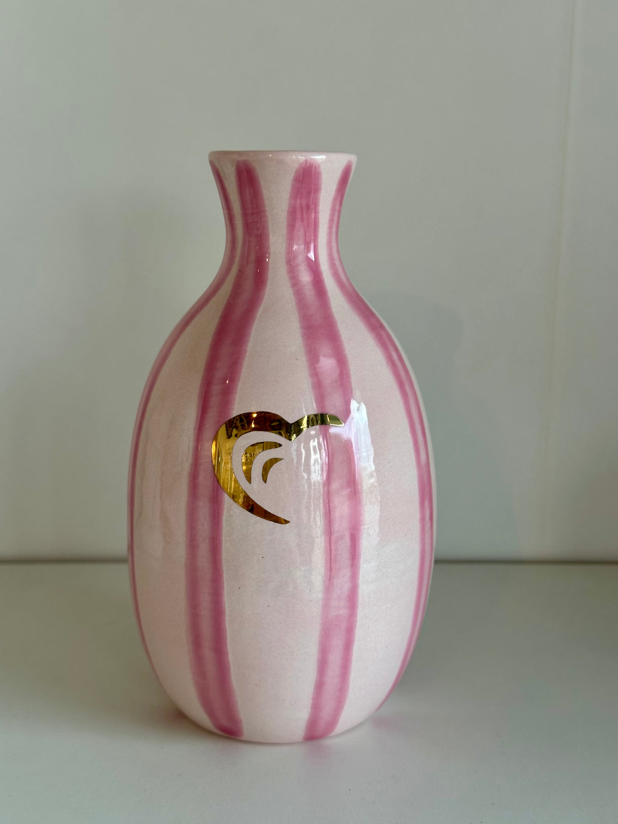 Hearts for Hearing Striped Bud Vase