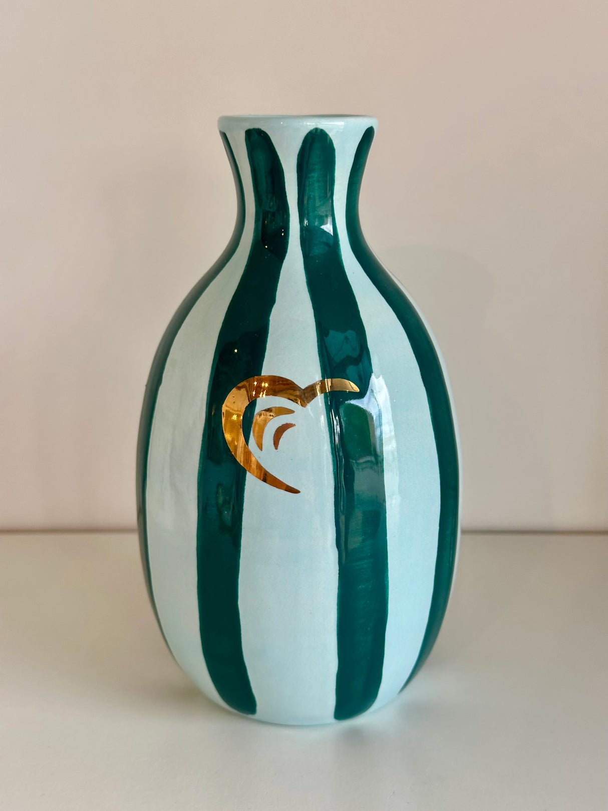 Hearts for Hearing Striped Bud Vase
