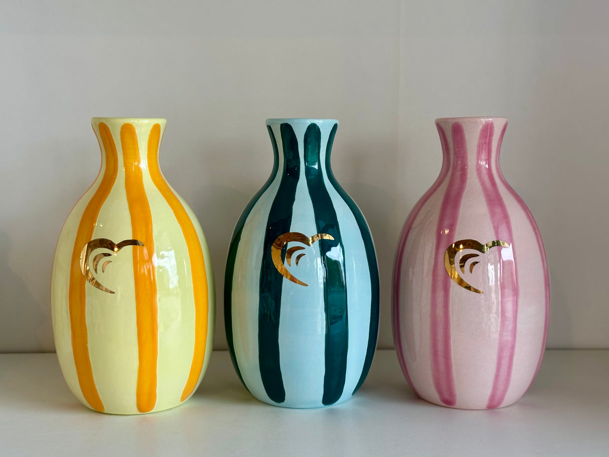Hearts for Hearing Striped Bud Vase