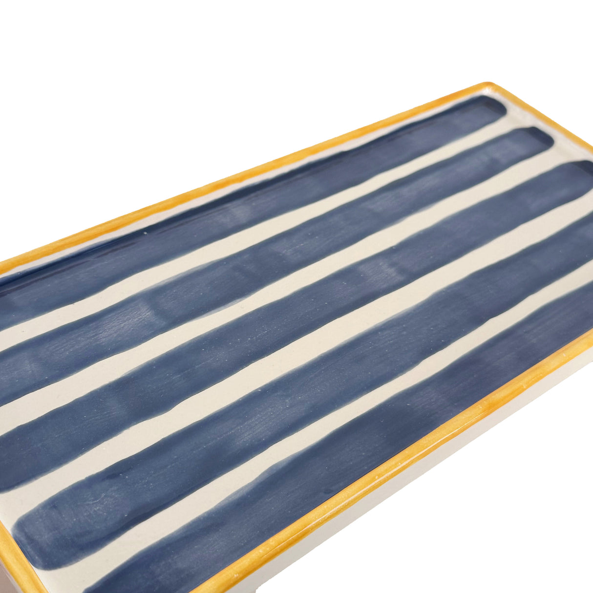 Striped Low Profile Tray in Blue & Yellow | Wholesale