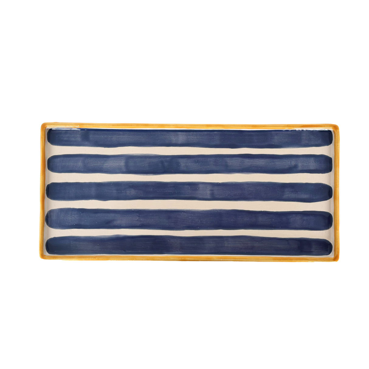 Striped Low Profile Tray in Blue & Yellow | Wholesale