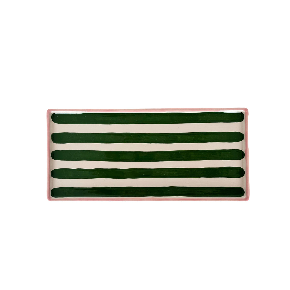 Striped Low Profile Tray in Pink & Green | Wholesale
