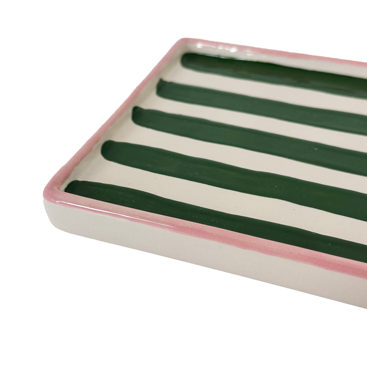 Striped Low Profile Tray in Pink & Green | Wholesale