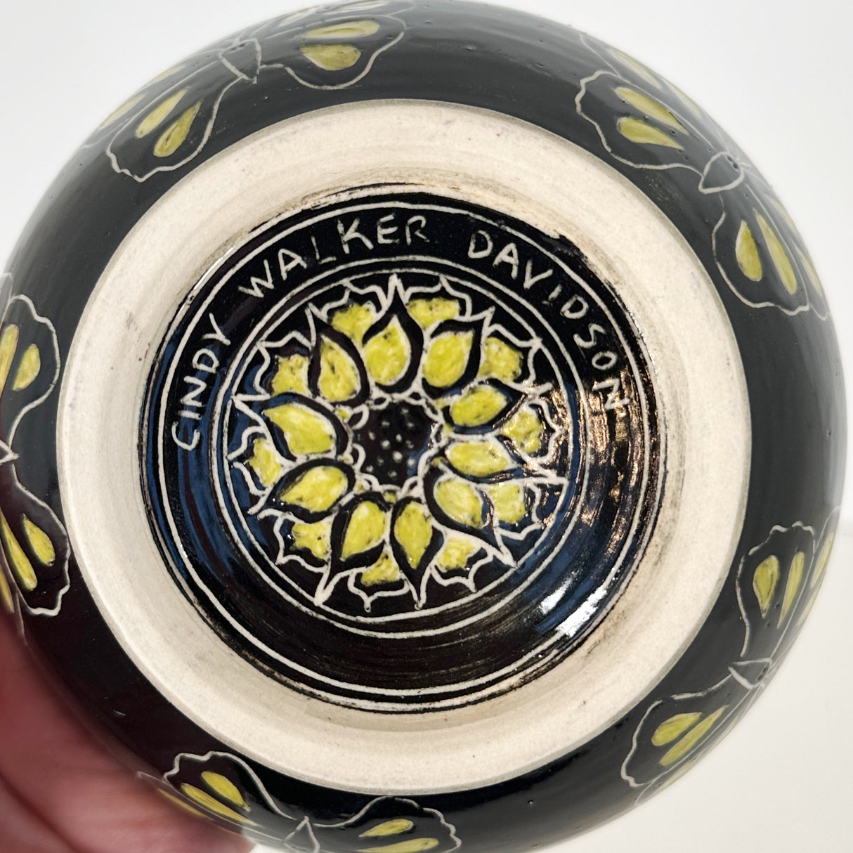 Small Sunflower Butterfly Carved Bowl | Cindy Walker Davidson