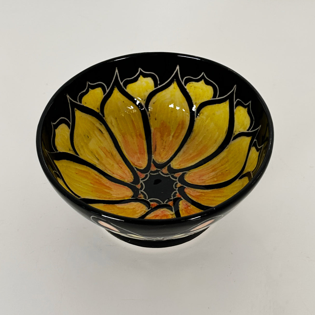 Yellow & Orange Sunflower Butterfly Carved Bowl | Cindy Walker Davidson