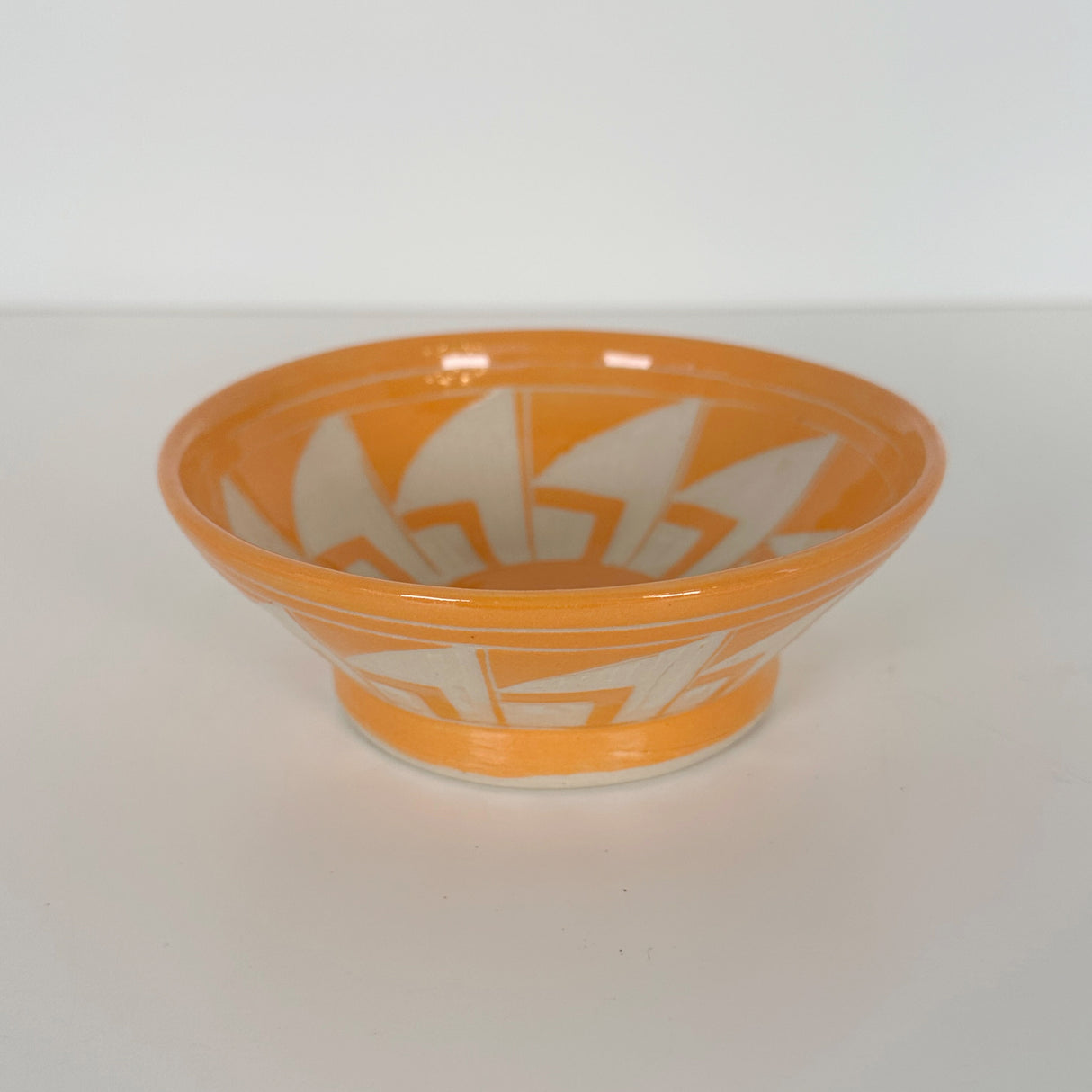 Creamy Orange Windmill Patterned Carved Bowl | Cindy Walker Davidson