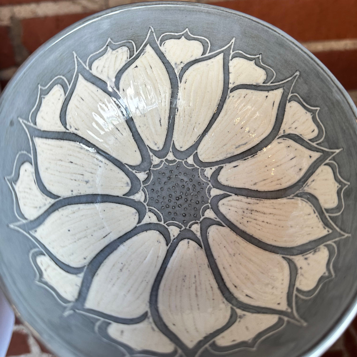 Gray Floral Carved Bowl | Cindy Walker Davidson