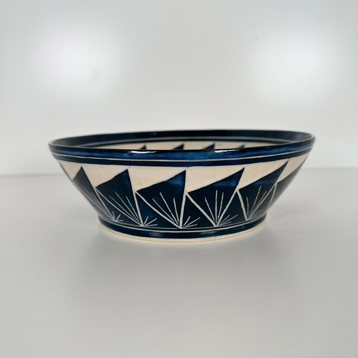 Deep Blue Green Carved Bowl | Cindy Walker Davidson