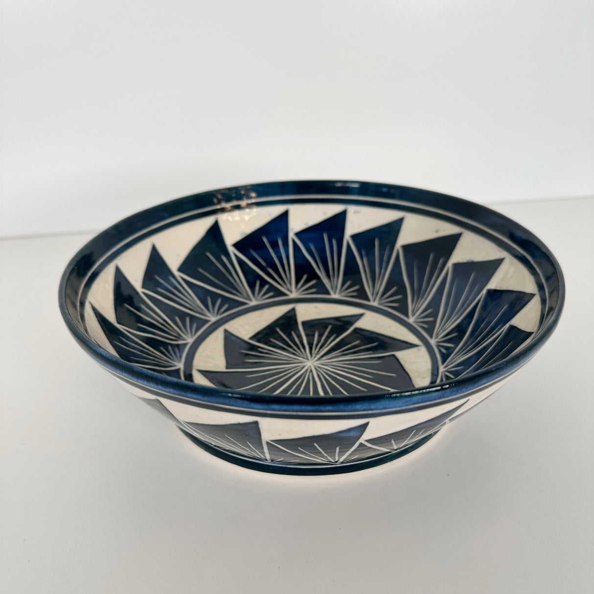 Deep Blue Green Carved Bowl | Cindy Walker Davidson