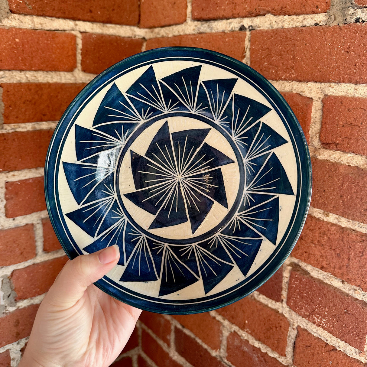 Deep Blue Green Carved Bowl | Cindy Walker Davidson