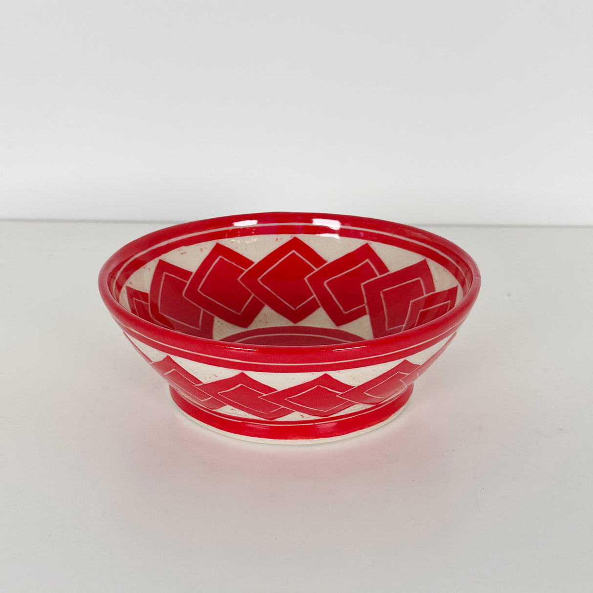 Small Red Tumbled Square Carved Bowl | Cindy Walker Davidson