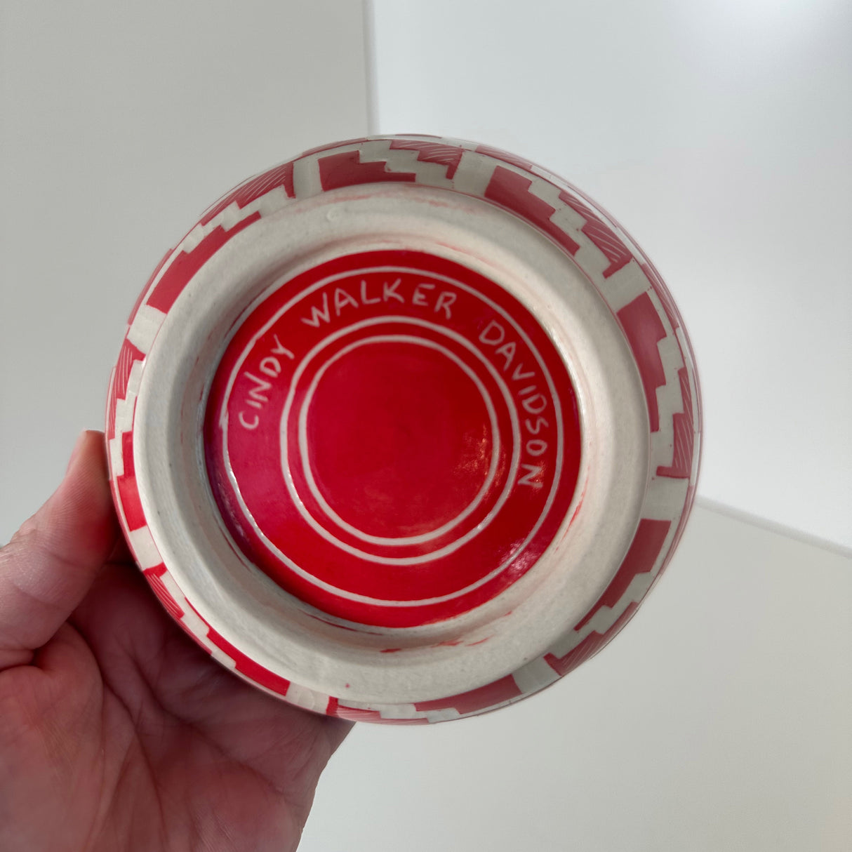 Small Red Stair Step Carved Bowl | Cindy Walker Davidson